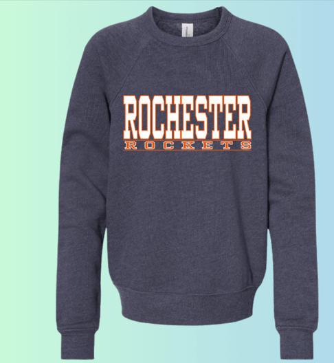 dBoldTees & DTF Transfers Youth Crewneck Rochester Rockets Bella + Canvas 3901Y DS004 - RR001 Youth Small / Navy