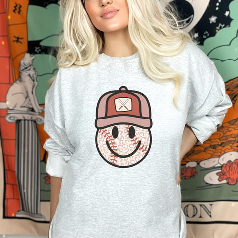 dBoldTees DTF Transfer DTF TRANSFER - 3981 Leopard Baseball Smiley With Cap