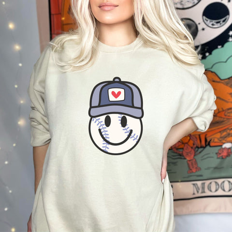 dBoldTees DTF Transfer DTF TRANSFER - 3993 Baseball Smiley With Blue Baseball Cap
